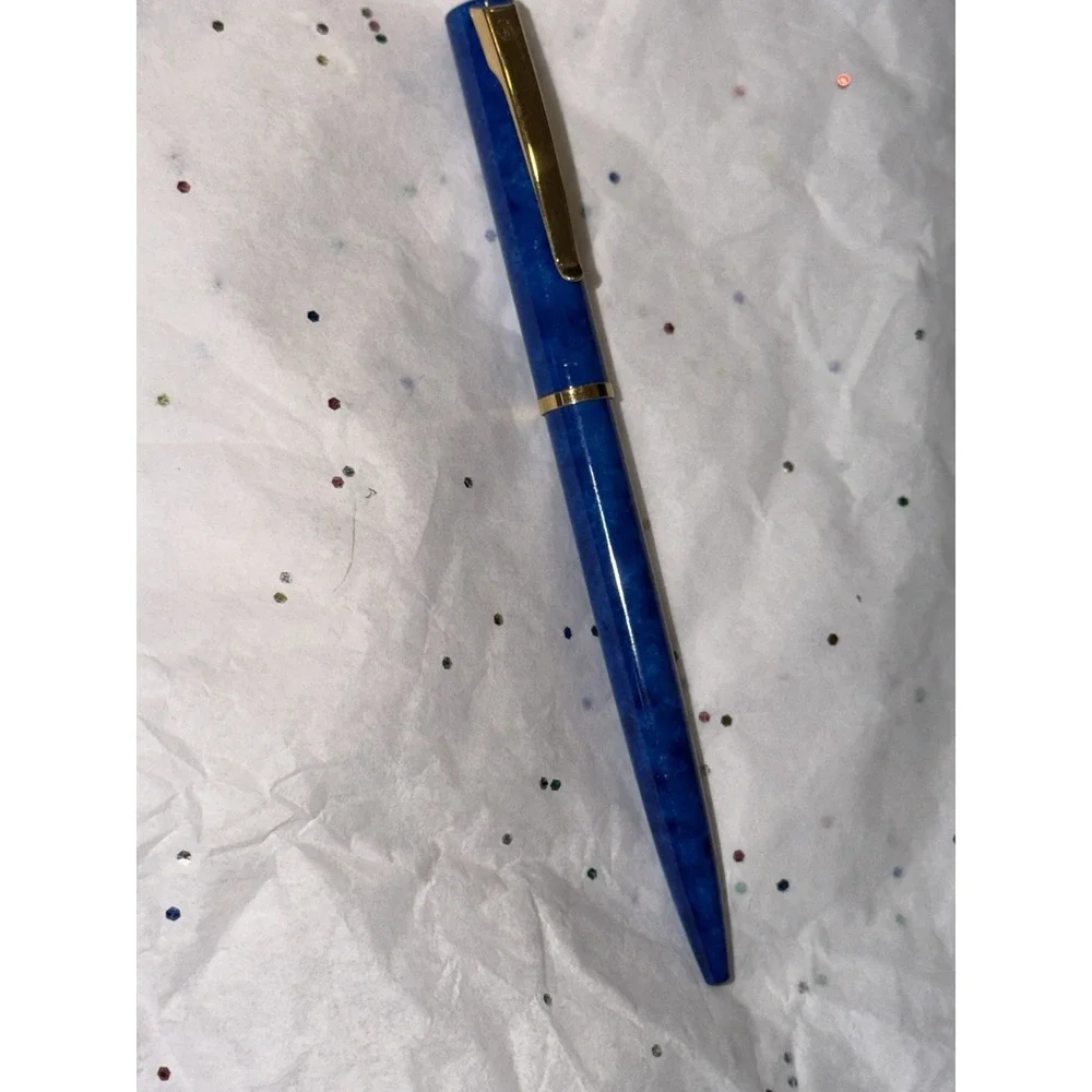 Waterman(Paris) Ballpoint Pen : Blue Marbled‎ w/ Gold Trim: Vintage